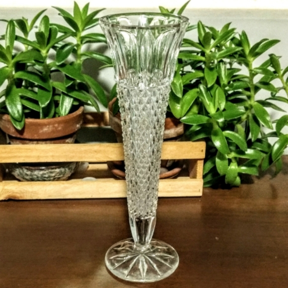 Vintage Crystal Flute Golden Crown - Picture 1 of 10